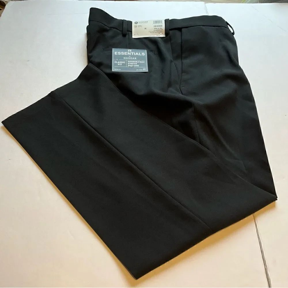 Men's Haggar Classic Fit Dress Slacks Black 40Wx30L